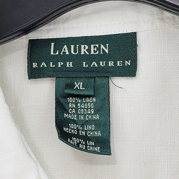 Lauren Ralph Lauren Women's 100% Linen Embroidered Button Front Shirt - XL - Picture 3 of 6